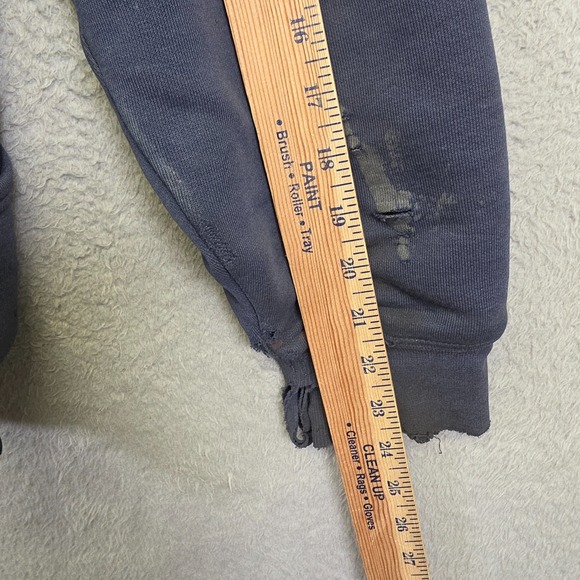 Carhartt Hoodie Mens L Blue Thermal Lined Thrashed Rugged Destroyed Grunge FLAWS - Picture 5 of 16